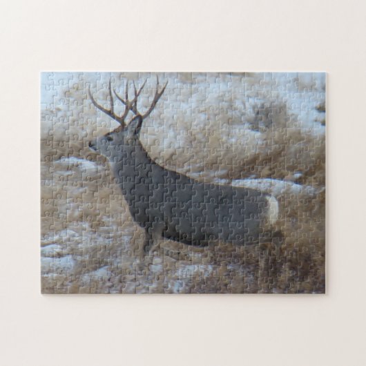 D28 Mule Deer Buck aan de slag Legpuzzel (Horizontaal)