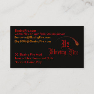 D2 Blazing Fire Cards Visitekaartje