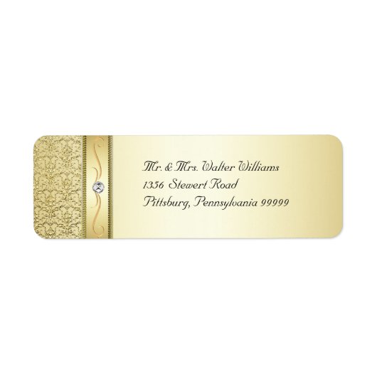 D2 Elegant Gold Damask Diamond Étiquette (Devant)