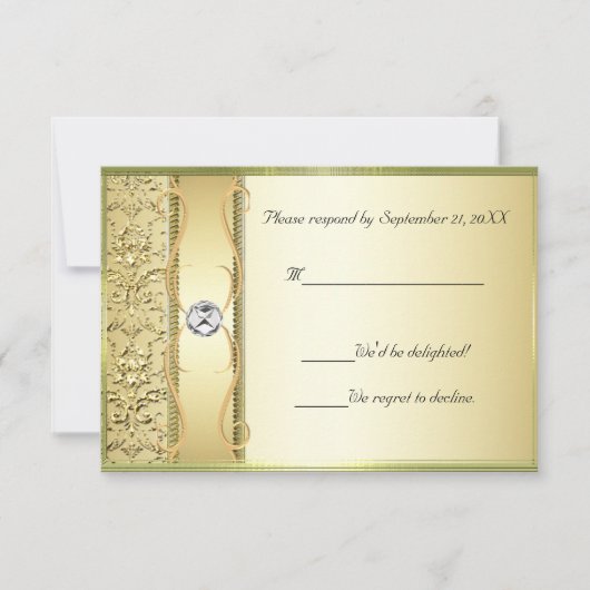 D2 Gold op Gold Damask RSVP-kaart RSVP Kaartje (Voorkant)