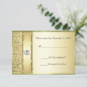 D2 Gold op Gold Damask RSVP-kaart RSVP Kaartje (Staand voorkant)
