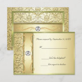 D2 Gold op Gold Damask RSVP-kaart RSVP Kaartje (Voorkant / Achterkant)
