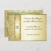 D2 Gold op Gold Damask Sla de datumkaart op Save The Date (Voorkant / Achterkant)