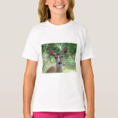 D33 T-shirt à queue blanche pour Doe de cerf (Devant)