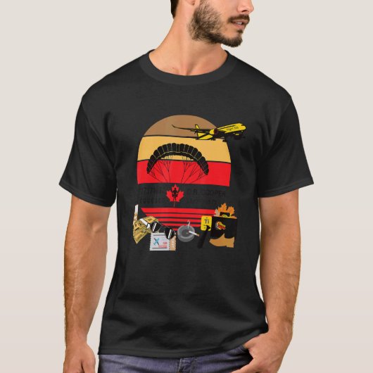 D B Cooper Mystery Man Hijack Skydive 1971 T-shirt (Voorkant)