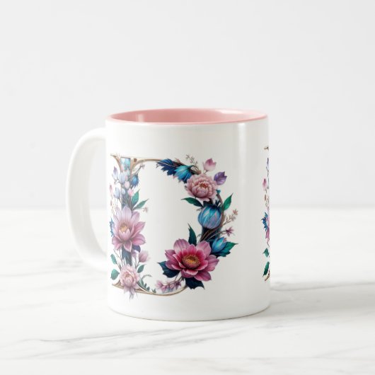 D Coffee Mug - Design floral pour le don (Devant gauche)