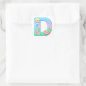 "D" Cute Bubble Letter - Underwater Sea Creature A Vierkante Sticker (Tas)