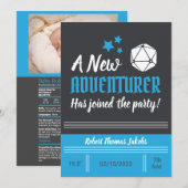 D&D Baby Birth Announcement Blue Boy Aankondiging (Voorkant / Achterkant)