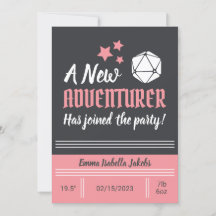 D&D Baby geboorteaankondiging roze meisje