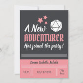 D&D bébé Faire-part de naissance rose fille (Devant)