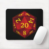 D&D d20 Crimson en Gold FIRE die Muismat (Met muis)