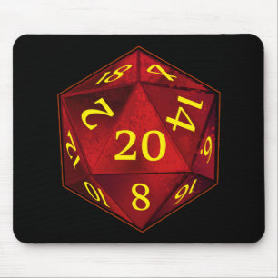 D&D d20 Crimson en Gold FIRE die Muismat