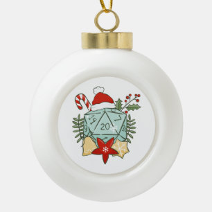 D&D Kerstmis D20 dobbelstenen Keramische Bal Ornament