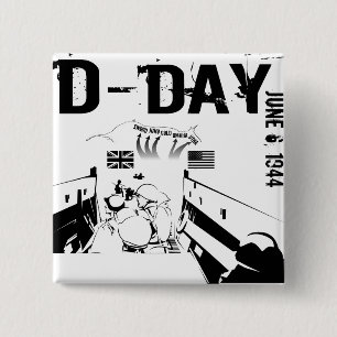 D-DAG 6 juni 1944 Vierkante Button 5,1 Cm