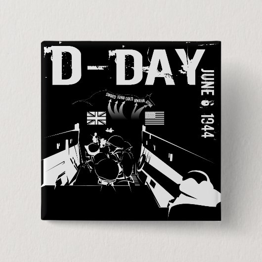 D-DAG 6 juni 1944 Vierkante Button 5,1 Cm (Voorkant)