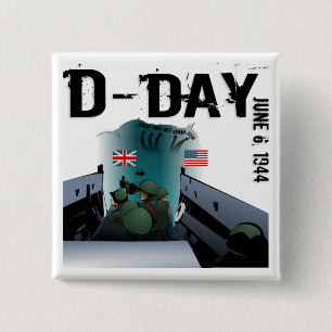 D-DAY 6 juni 1944 Vierkante Button 5,1 Cm