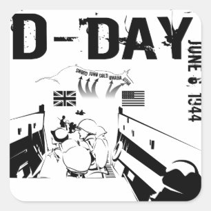 D-DAY 6 juni 1944 Vierkante Sticker