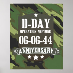D-Day-herdenkingsbadge met camouflage Poster