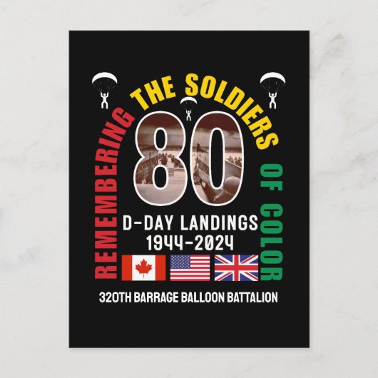 D-DAY LANDINGEN 80e Verjaardag Kleurlingensoldaten Briefkaart (Voorkant)