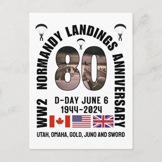 D-DAY NORMANDIE LANDINGEN WW2 80e Verjaardag Briefkaart (Voorkant)