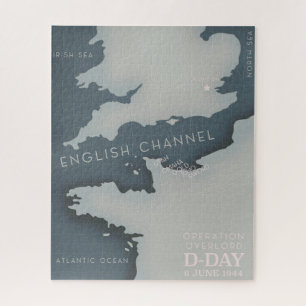 D-Day-operatie overlapt het militaire poster. Legpuzzel