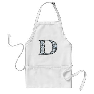 "D" Diamond Bling Apron Standaard Schort