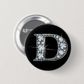 "D" Diamond Bling Button (Voorkant /achterkant)