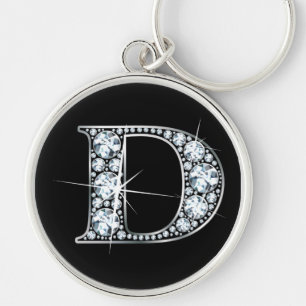 "D" Diamond Bling Sleutelhanger