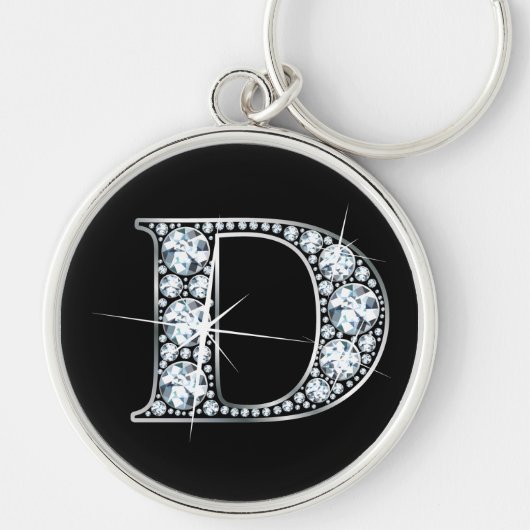 "D" Diamond Bling Sleutelhanger (Voorkant)
