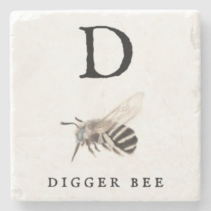 "D" Digger Bee Stone Onderzetter