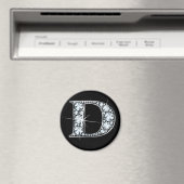 "D" Faux-"Diamond Bling" Magnet Magneet (Insitu (Vaatwasser))