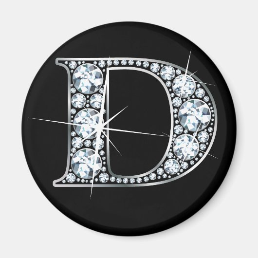 "D" Faux-"Diamond Bling" Magnet Magneet (Voorkant)