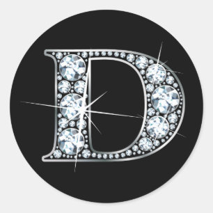 "D" Faux-"Diamond Bling" ticker Ronde Sticker