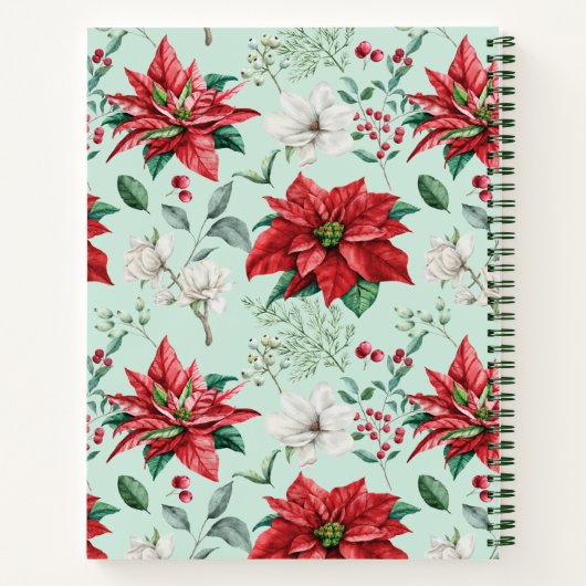 (d) Floral Monogram Groene Waterverf Kerstmis Notitieboek (Achterkant)