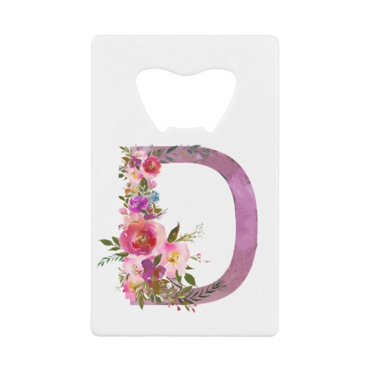 D, Floral Monogramme initial, fleur d'aquarelle (Devant)