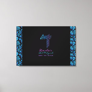 D Geselecteerde Hebreeuwse brief Bat Mitzvah Sign- Canvas Afdruk