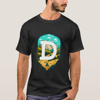 D grote letter berg camping lange mouw t Shirt