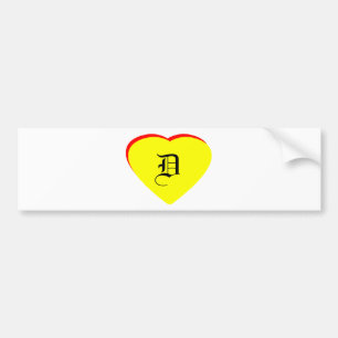 "D" Hart Geel Rood Bruiloftsuitnodiging Het MUSEUM Bumpersticker