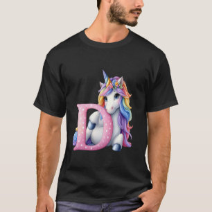 D Initiaal Eenhoorn Letter Monogram Alfabet Birthd T-shirt