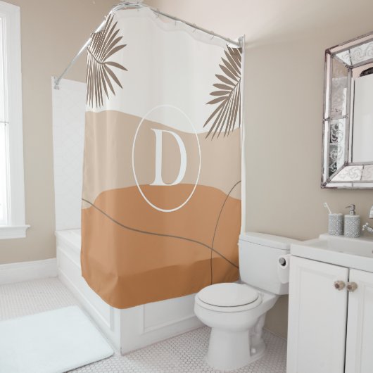 D - Initiaal Monogram Letter D Abstract Design Douchegordijn (In situ)