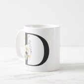 D initial Avec fleur de couleur douce Café Mug (Devant gauche)