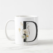 D initial Avec fleur de couleur douce Café Mug (Gauche)