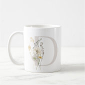 D initial Avec fleur de couleur douce Café Mug (Gauche)