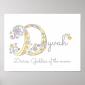 D initial Dyvah filles nom signifiant affiche (Devant)