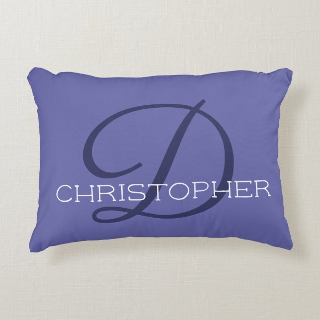 D Initial Personalized Name Blue Trendy Accent Kussen (Voorkant)
