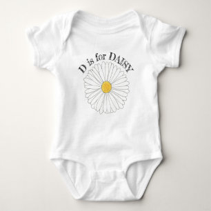 D is voor DAISY Yellow White Flower Blossom ABCs Romper