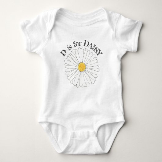 D is voor DAISY Yellow White Flower Blossom ABCs Romper (Voorkant)