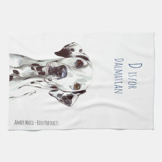 D is voor Dalmatian - zwart en wit Theedoek (Horizontaal)