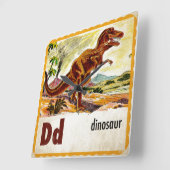 D is voor Dinosaur Vierkante Klok (Hoek)