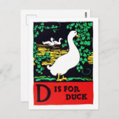 D is voor Duck ABC 1923  Alphabet Briefkaart (Voorkant / Achterkant)